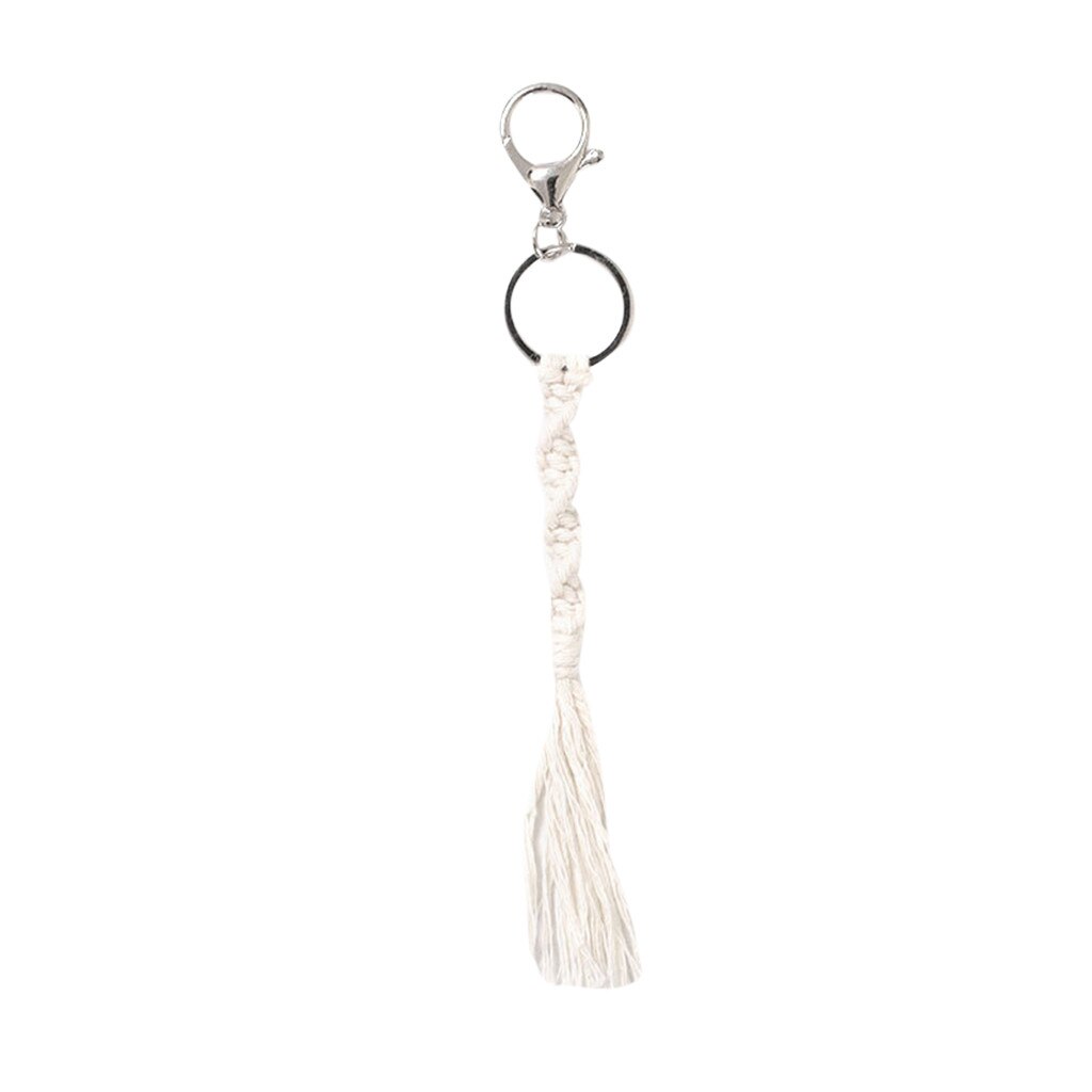 25# Artilady Hawaii Tassel Keychains For Women Boho Key Holder Keyring Macrame Bag Charm Jewelry For Friends: D