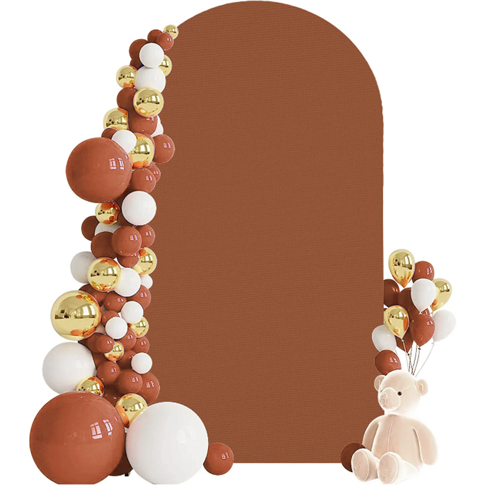 1pc, Wedding Arch Cover White Spandex Fitted 2-Sided Wedding Arch Stand Covers Round Top Arch Backdrop Cover For Birthday Party: Camel Color / 150*125