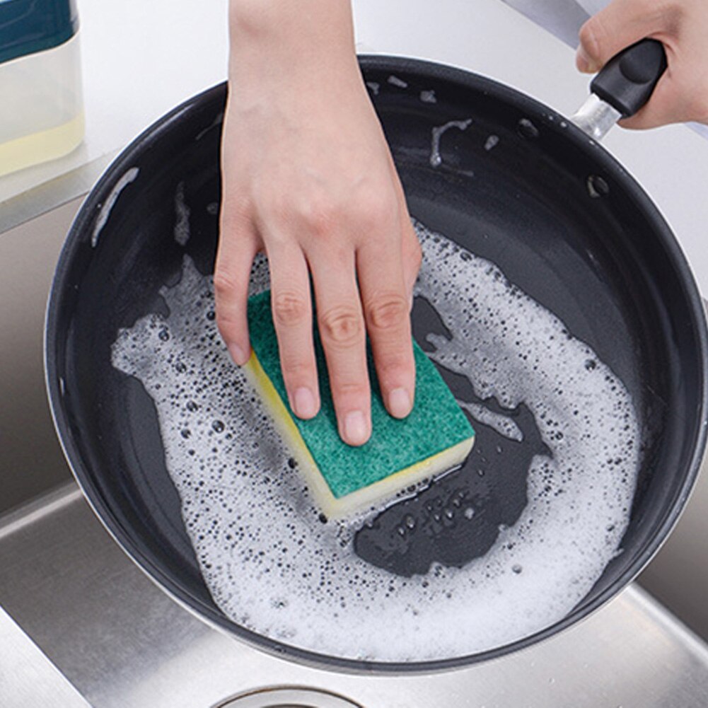 Dispensador de detergente para lavavajillas, recipiente para detergente líquido, caja de esponja, soporte de esponja, almohadillas de limpieza