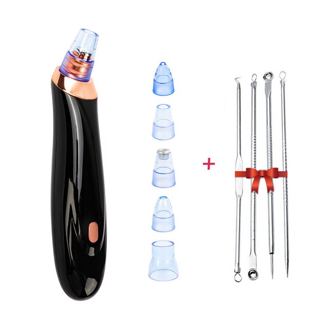 Blackhead Remover Electric Face Acne Black Dot Pimple Microcrystalline Blackhead Vacuum Cleaner Pore Blackhead Skin Care Tools: Black With Gift