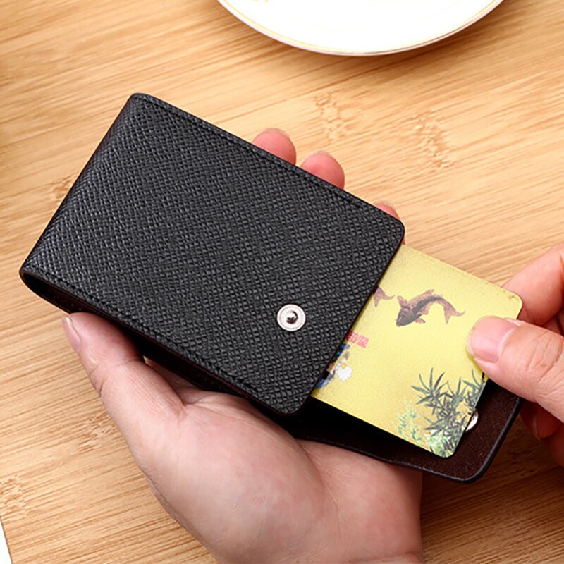 PU Leather Business Card Holder Organizer Hasp Men Women Bank Credit Card Holder Bag ID Card Wallet