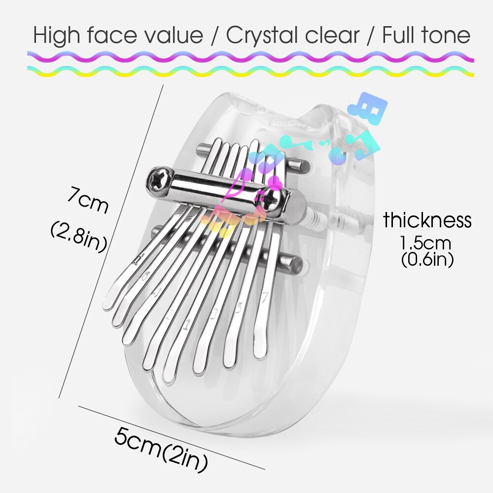 8 Keys Mini Kalimba Finger Thumb Piano with Neck Rope Pendant Cute Portable Musical Instrument Keyboard for Children Beginn