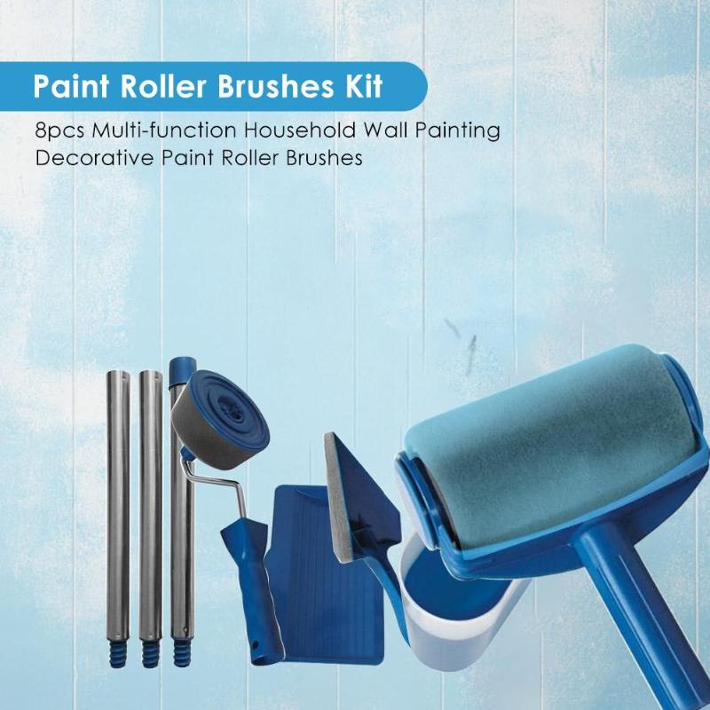 8 stuks Multi-functionele Muur Decoratieve Verf Roller Hoek Borstel Handvat Tool DIY Huishoudelijke Gebruik Muur Verf Roller Schilderij borstel