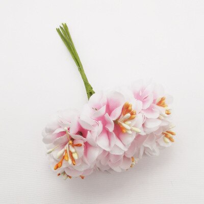 6 STUKS Geschenkdoos Scrapbooking Anjer Kunstbloemen Zijde Boeket Voor Bruiloft Decoratie Party DIY Krans Craft Nep Bloem: Licht Roze