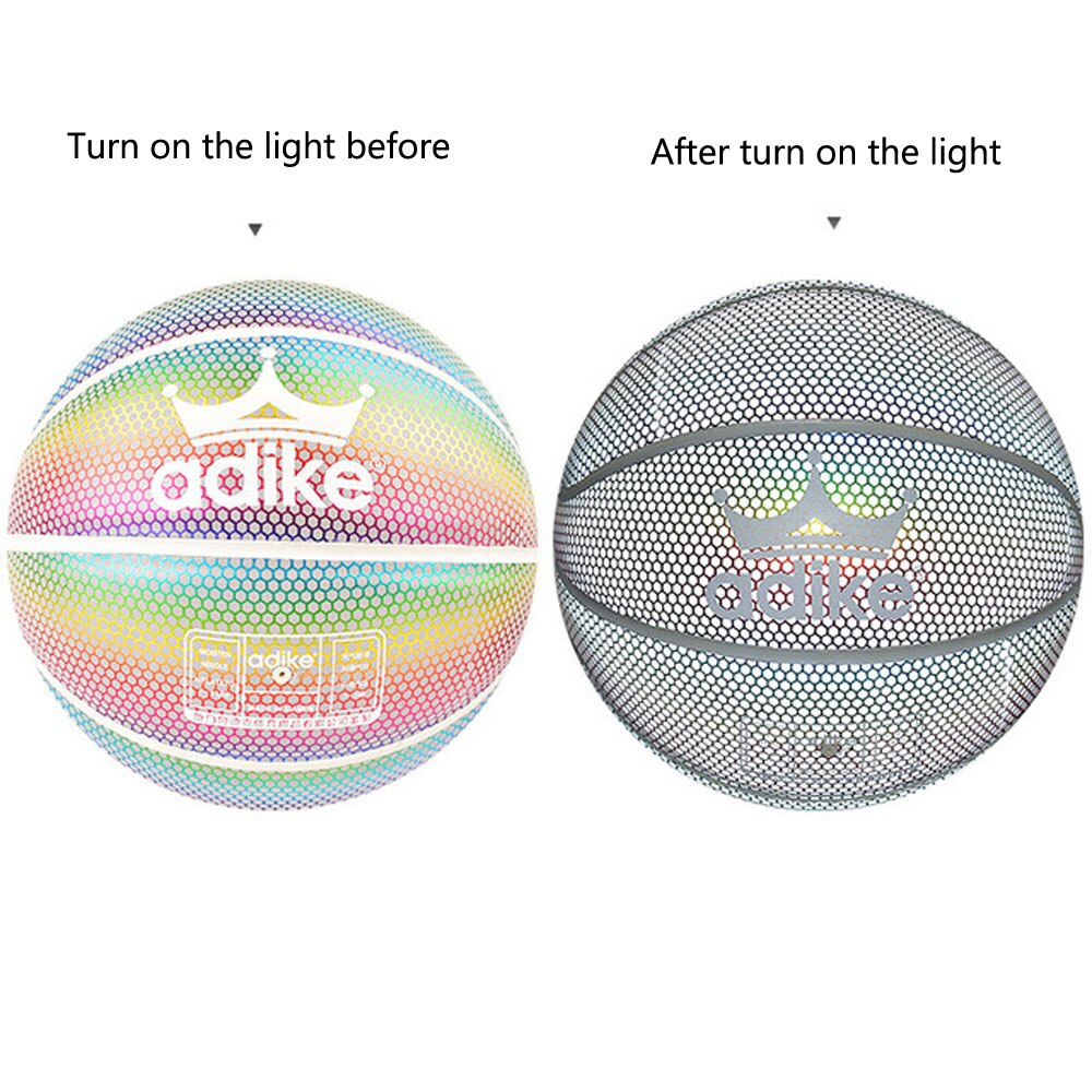 Luminous Basketball - Size 7 - Reflective - Leather - Night Glow: F
