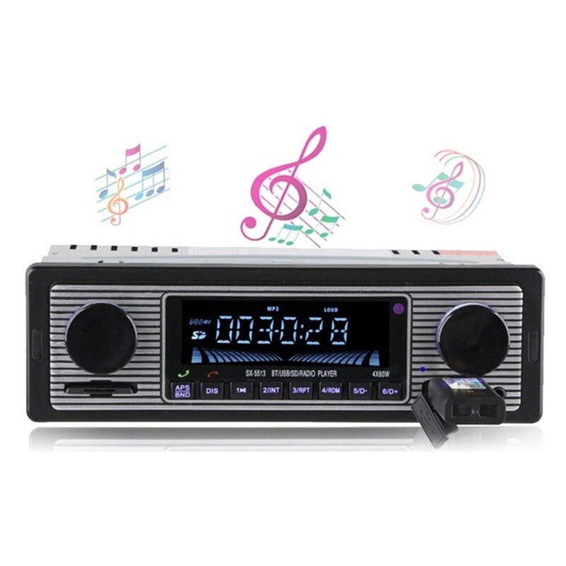 Bluetooth vintage bilradio  mp3 afspiller stereo usb aux classic car stereo audio multifunktion bluetooth bil stereo audio radio: Bil  mp3 spiller 1