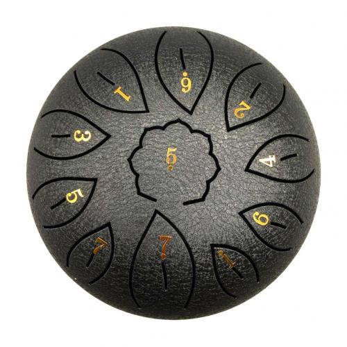 6 Inch 11 Tone C Key Buddhist Chanting Sound Healing Meditation Singing Drum Drum Hand Pan for Drum Tank Drums equipment tools: Black