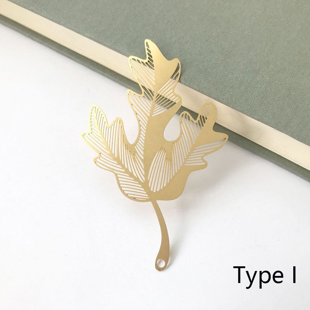 Metal Leaf Bookmark Hollowed Out Brass Leaf Vein Cultural Student Supplies Office School Stationery Accessories: I
