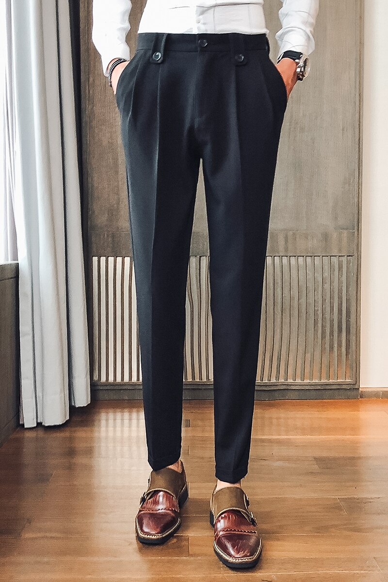 Sociale Mannen Broek Pak Broek Mannen Kantoor Broek Voor Mannen Zwarte Jurk Broek Formele Slim Fit Party Pantalon Kostuum Homme