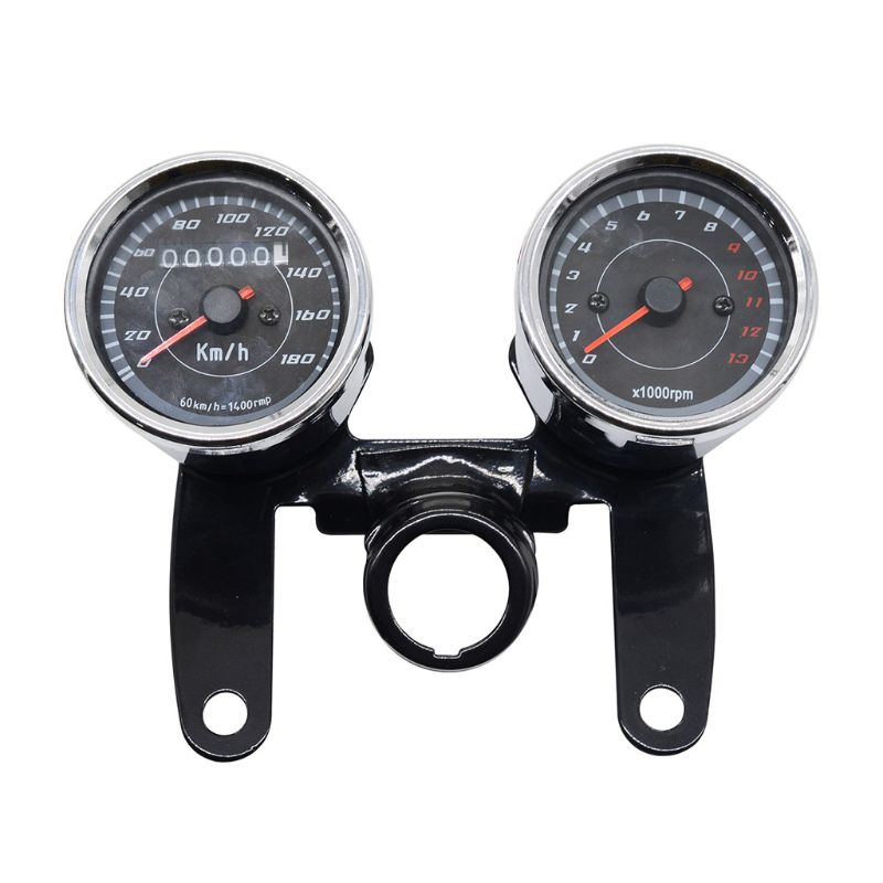Universal Motorcycle 12V Dual Odometer Speedometer Tachometer Combination Gauge