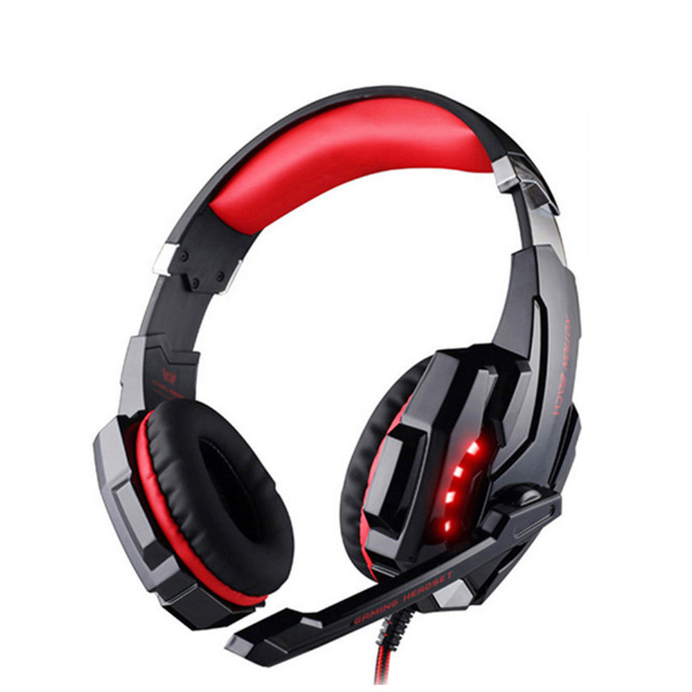 Kotion Each G4000 G2000 G9000 3.5mm Écouteurs de jeu filaires avec lumière LED et Micropone, pour PC, PS4, Xbox, ordinateur portable: G9000 RED