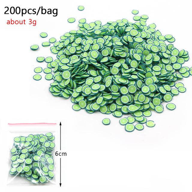 200Pcs Weichen Keramik Obst Scheiben Schleim DIY Nail art Mobilen Schönheit Obst Fimo Perle Zusatzstoffe Telefon Zubehör Für Kinder spielzeug: Slices F