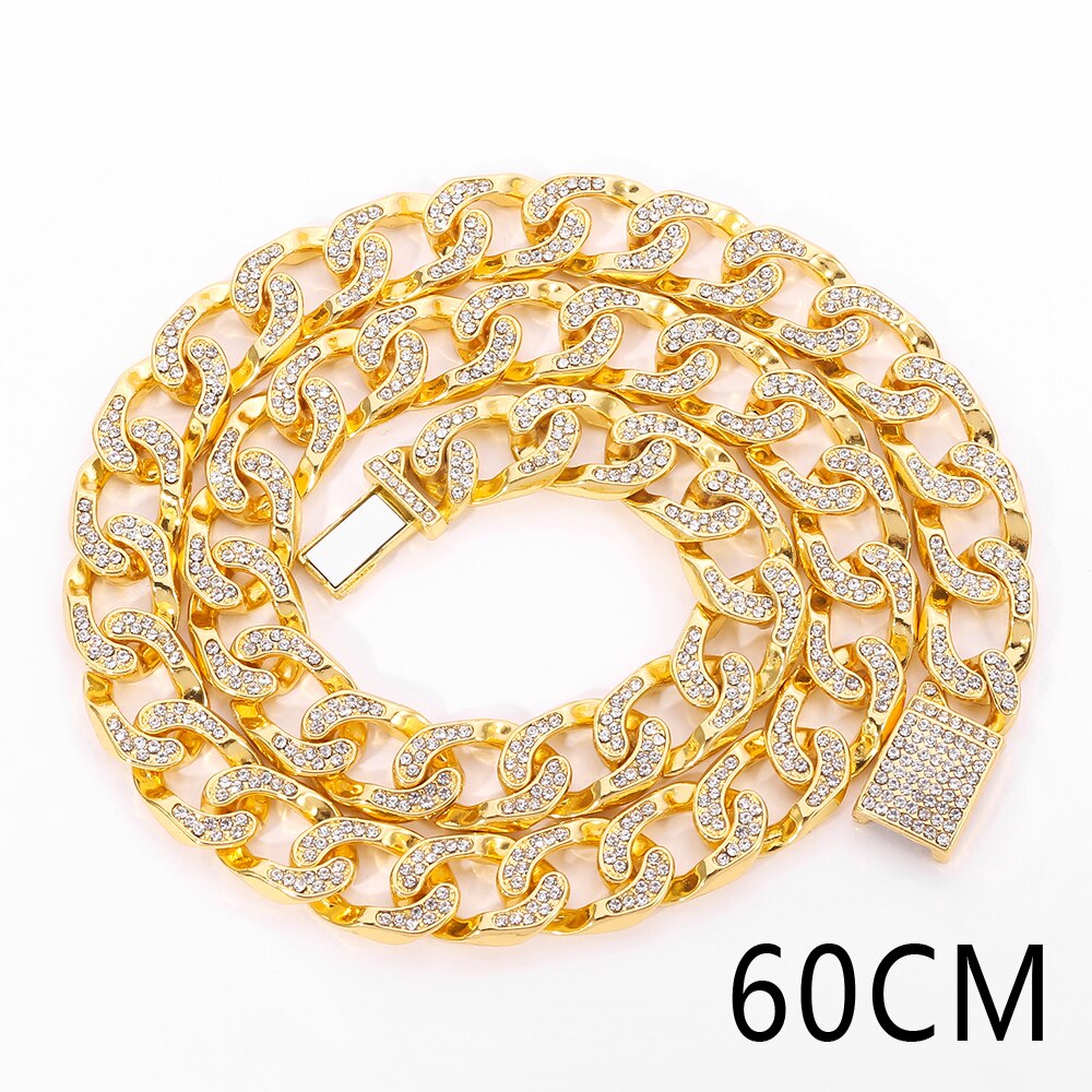 Hip hop jewelry S-Link Cuban Link Chains Necklace Mens Iced Rhinestones Jewelry products from: 27 inches / silver