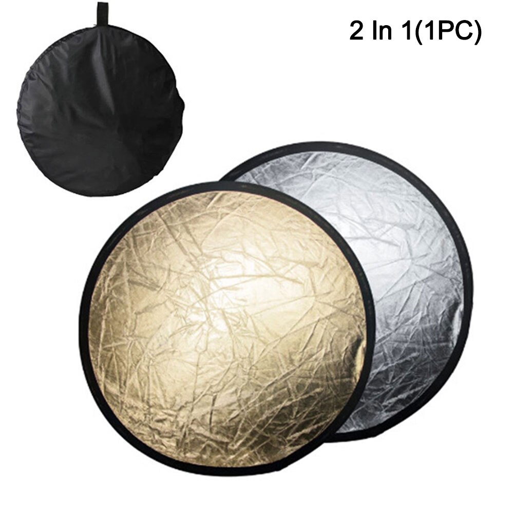 2 In 1 Photo Diffuser Gold Silver Light Reflector Round Durable With Storage Bag Folding Studio Photography Multi Disc Nylon