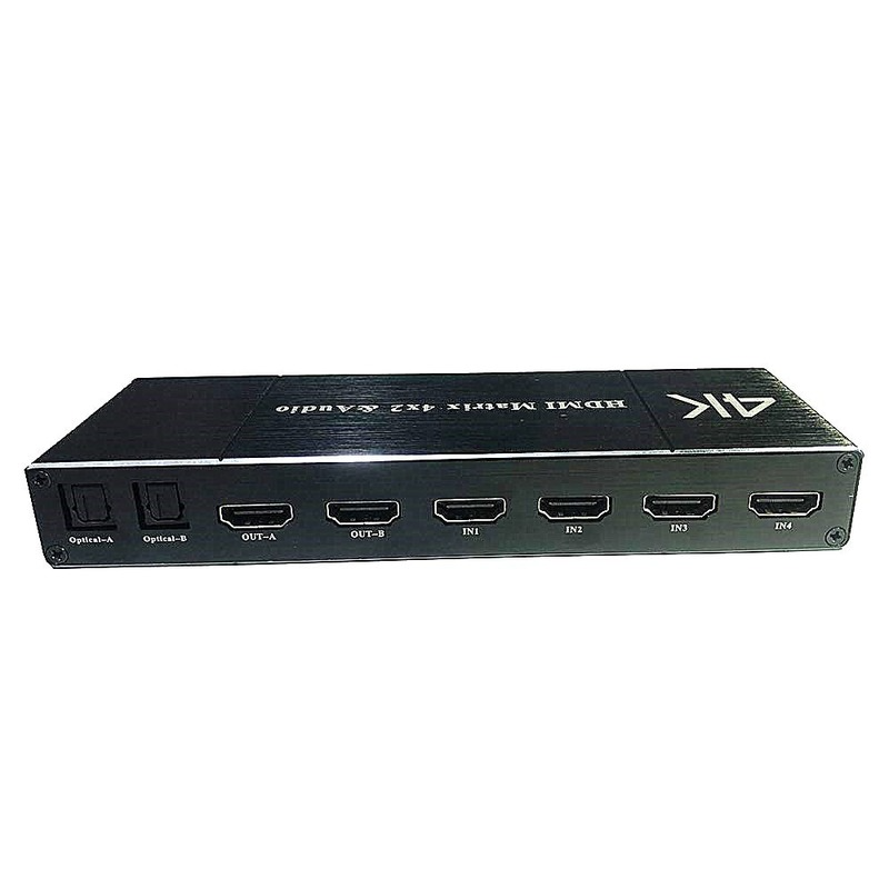 4K 60Hz Hdmi Matrix 4X2 Switch Splitter Ondersteuning Hdcp 2.2 Ir Afstandsbediening Schakelaar 4X2 Spdif 4K 4X2 Matrix Switch