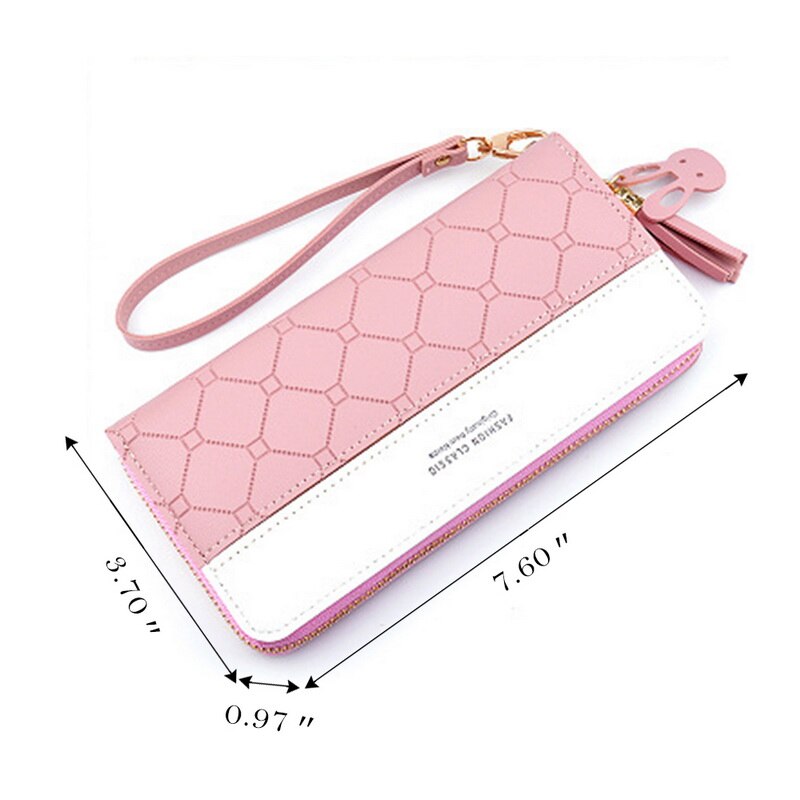 Long Pu Leather Women Wallet Plaid Tassel Wallets For Woman Wallet Purse Clutch Credit Card Holder Long purse cluthes