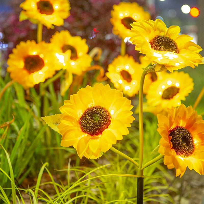 Estaca Solar de jardín de orquídeas y girasoles, luz LED decorativa impermeable para exteriores, para Patio, jardín, Patio, Pascua y Navidad, 1 ud.