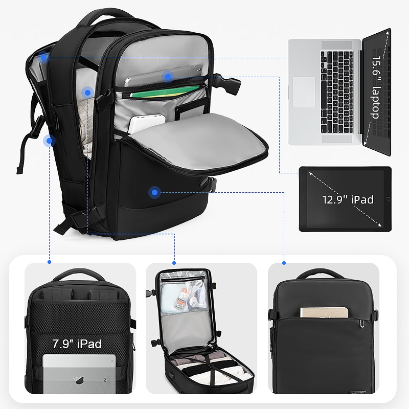 Mark Ryden Men Backpack 15.6 Laptop Bag Shoes Pocket Backpack Travel Bags For Teenagers School Bagpack