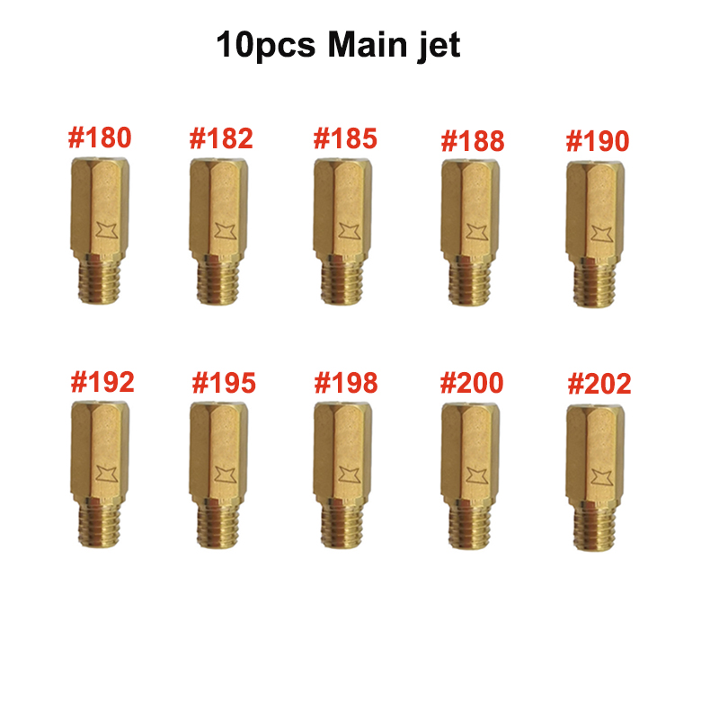 10 pz PWK PWM Jet Moto Carburatore Getti Principali Getti Pilota lento per Keihin OKO CVK NSR KSR carboidrati impostato Iniettore Ugello Carburador: champagne