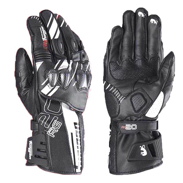 Furygan – gants de moto en cuir pour moto AFS 20, gants d'équitation respirants à porter, gants longs de chevalier en Fiber de carbone pour Protection contre les chutes: WHITE / M