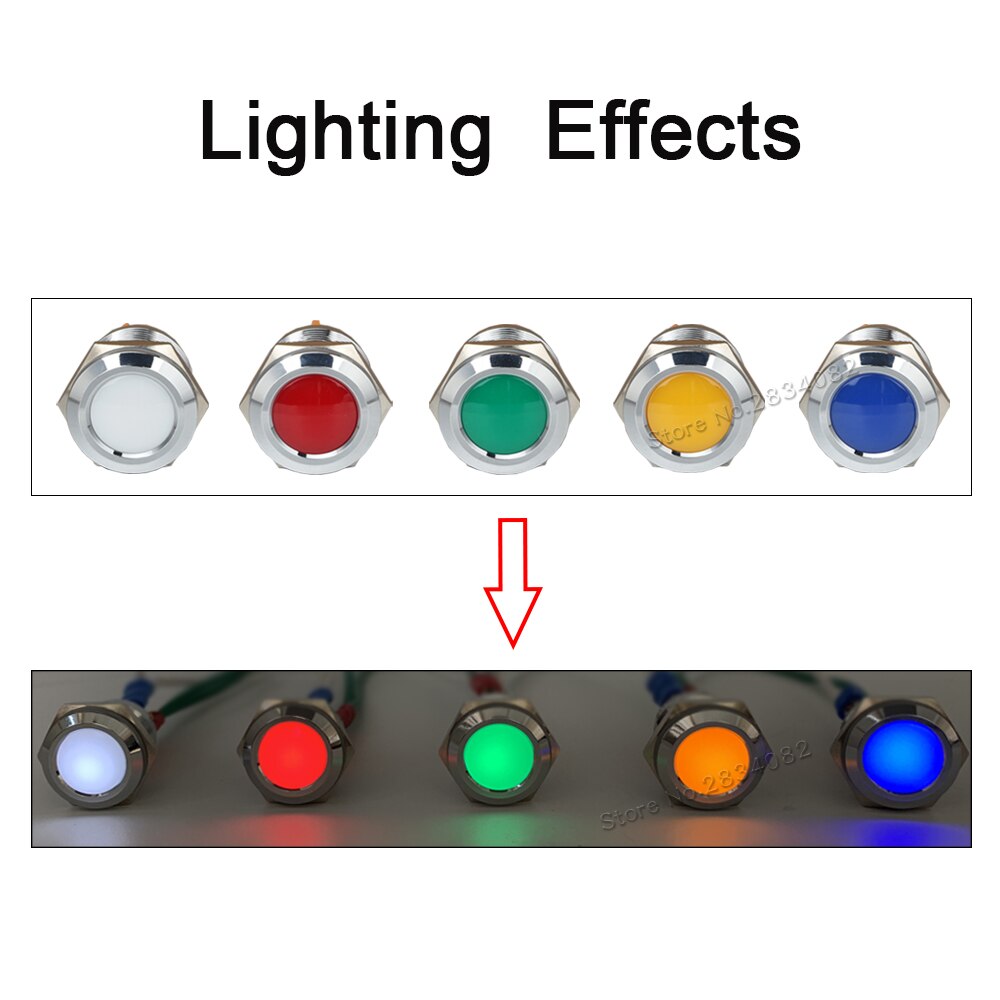 19mm Metal Indicator light LED Signal Lamp Warning light Car Boat Pilot Panel Signal Light 6V 12V 24V 220V 110V RGBYW Waterproof