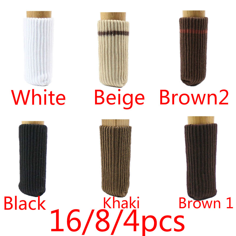16/8/4 pièces meubles roulettes tasses couvre protecteur chaussettes tampons Polyester Table chaise jambes pieds couverture noir blanc marron Beige