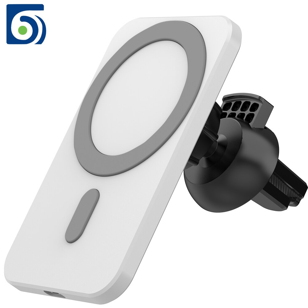 Soporte magnético para cargador de coche inalámbrico, 15W, para iPhone 12 Pro Max magsafe, soporte de teléfono de carga inalámbrica, para iPhone 12 Mini: white