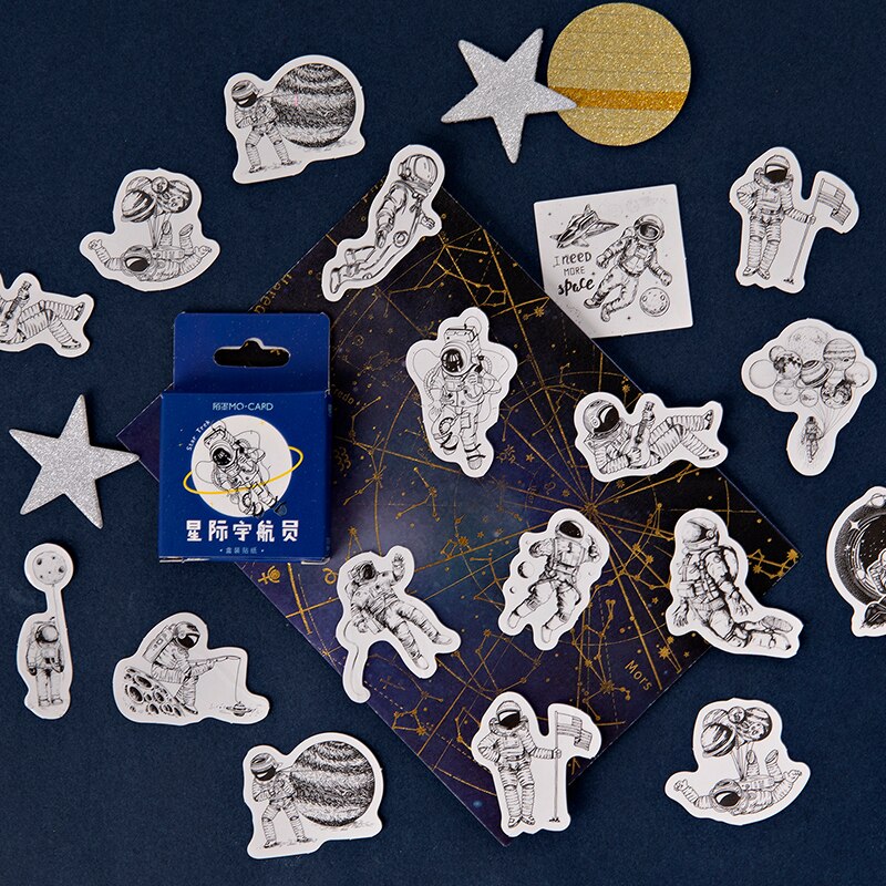 45 st/kartong vintage planet astronaut klistermärke paket diy dagbok bullet journal dekoration klistermärke album scrapbooking