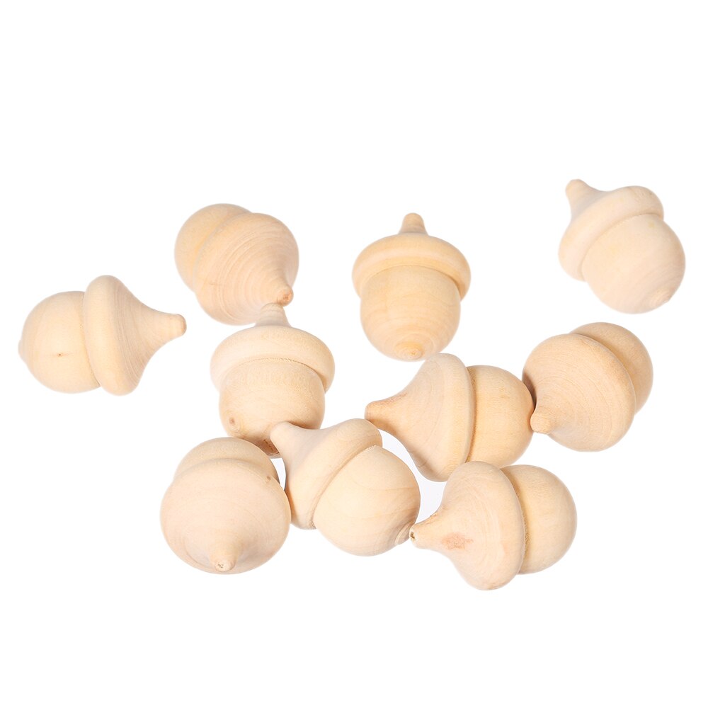 10Pcs Acorn Vorm Natuur Houten Peg Poppen Unfinished Verf Vlek Diy Ambachten Thuis Plank Party Decor Diy Kinderen Speelgoed