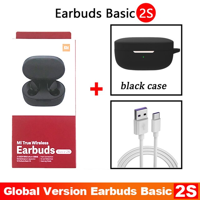 Original Xiaomi Redmi Airdots 2s Earphone Mi True Wireless Earbuds Basic 2s Bluetooth 5.0 Air2 SE TWS Mic Gaming Mode In Stock: 2S Black Cable