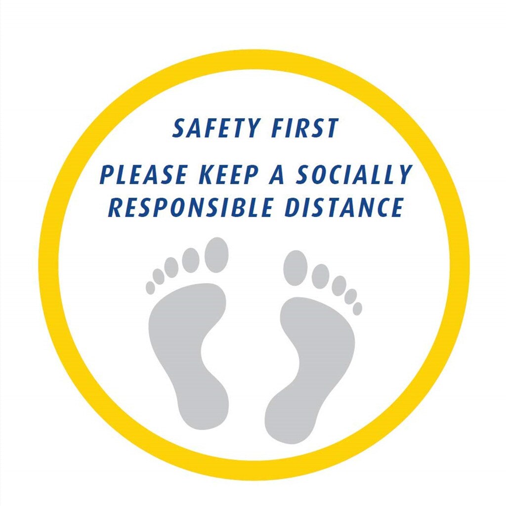 6PC Ground sign Isolated label Please Keep Wait Here Stand Here Keep 6ft in Between Distance Marker Floor 30CM diameter