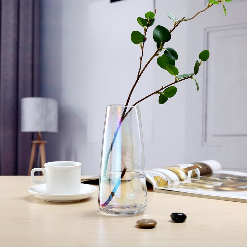 Europa Kristal Vazen Voor Bruiloft Centerpieces Decoratieve Glazen Cilinder Vazen Voor Bloemstukken: WHITE
