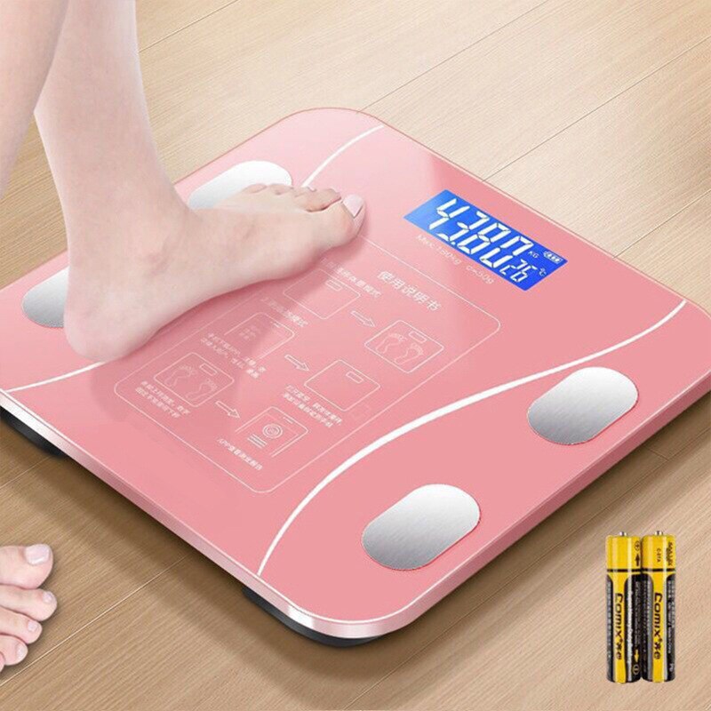 Digital Body Fat Scale BMI Weight Scales Bluetooth Body Fat Measurement Device Smart Body Weight Analyzer Bathroom Floor Scale: rose gold battery 1