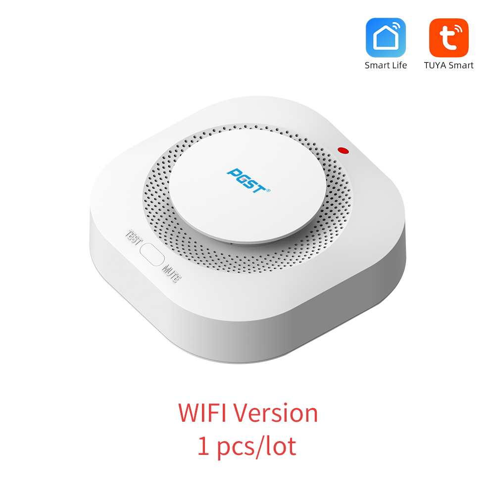 WiFi Fire Protection Smoke Sensor Alarm Detector Smart Life app and Tuya Smart app Control work with Alexa and Google assistant: WHITE