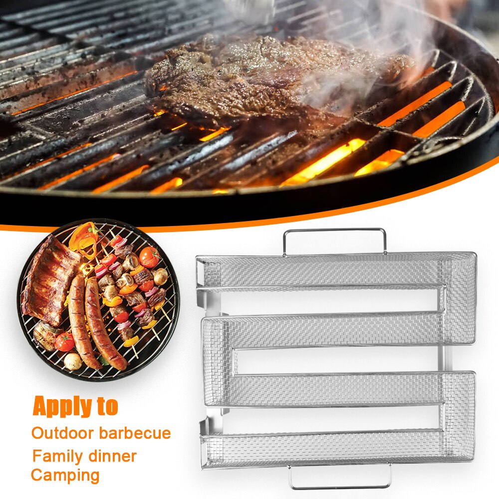 Cold Smoke Generator BBQ Accessories Steel Barbecue Grill Smoker Generator Cooking Tool Salmon Bacon Fish Wood Chip Smoking Box