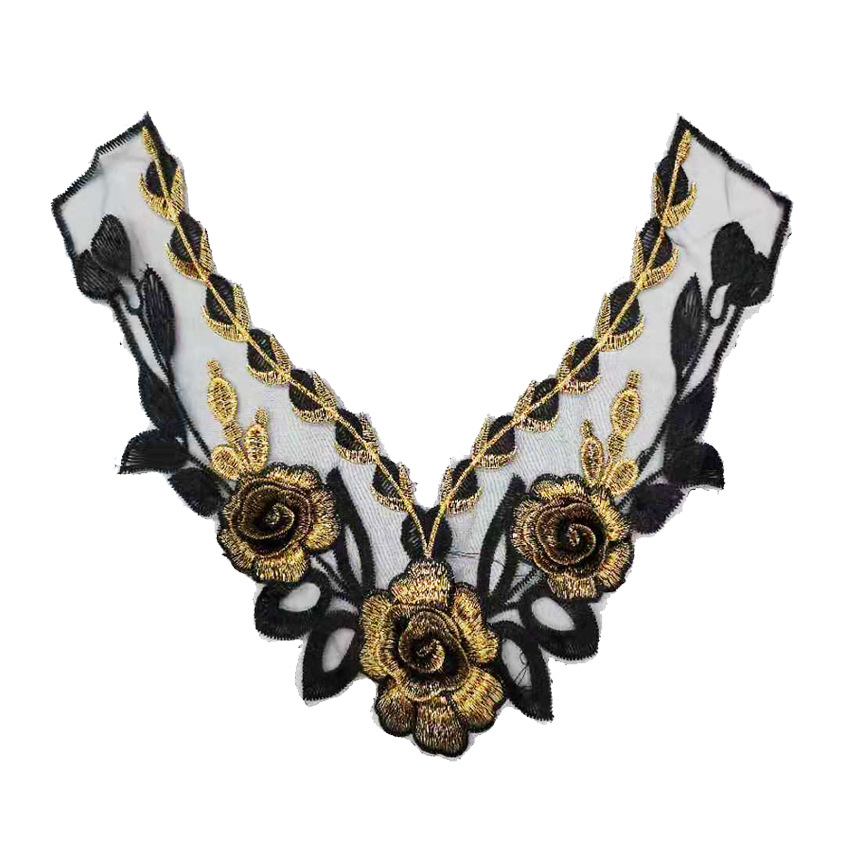 Zubehör bestickte spitze tuch schmelzen schwarz Gold kragen Gittergewebe: 6