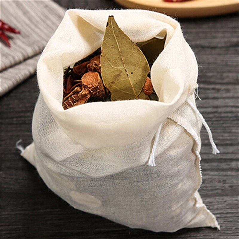Bolsitas de té de muselina de algodón, bolsas reutilizables con cordón para jabón, té de hierbas, bolsas de filtro vacías para herramienta de cocina, 10 Uds.