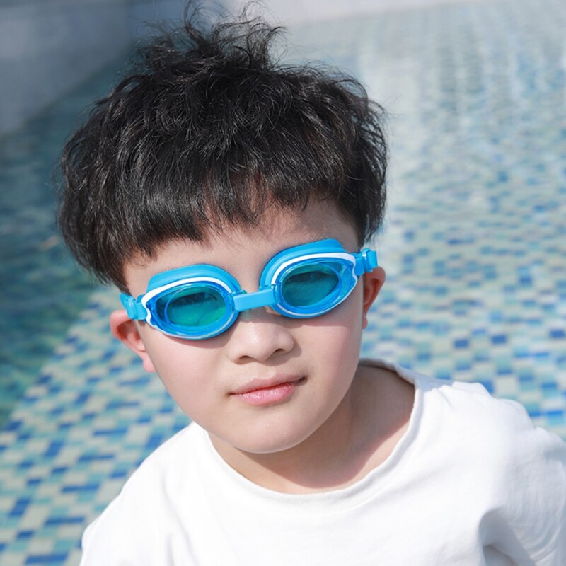 Barn svømmebriller silikone anti-tåge uv beskyttelse belagt vand diopter svømning briller glasmaske barn nærsynethed svømningsbriller 12