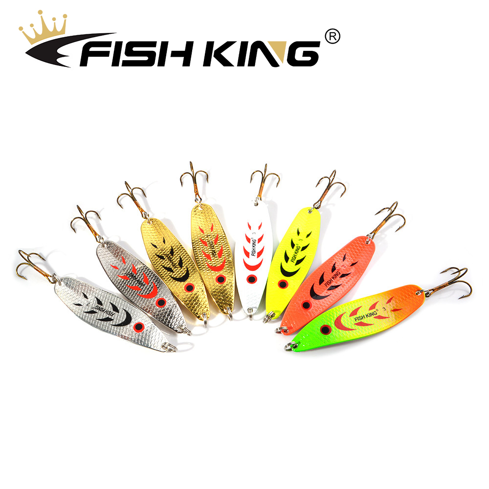 FISHKING-Señuelos de Pesca, cuchara Wobble de Metal, anzuelo de trucha, cuchara giratoria de 18g 27g señuelos spinning de pesca mar jigs de pesca de mar señuelos spinning mar cebos duros cucharillas de pescas Pinzas me