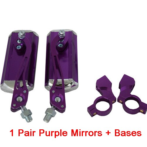 Aluminum Bicycle Rearview Mirror Adjustable Bike Mirror For Road Mountain Folding Bike MTB Rear Mirror Cycling Accessories: Purple Mirrors Bases