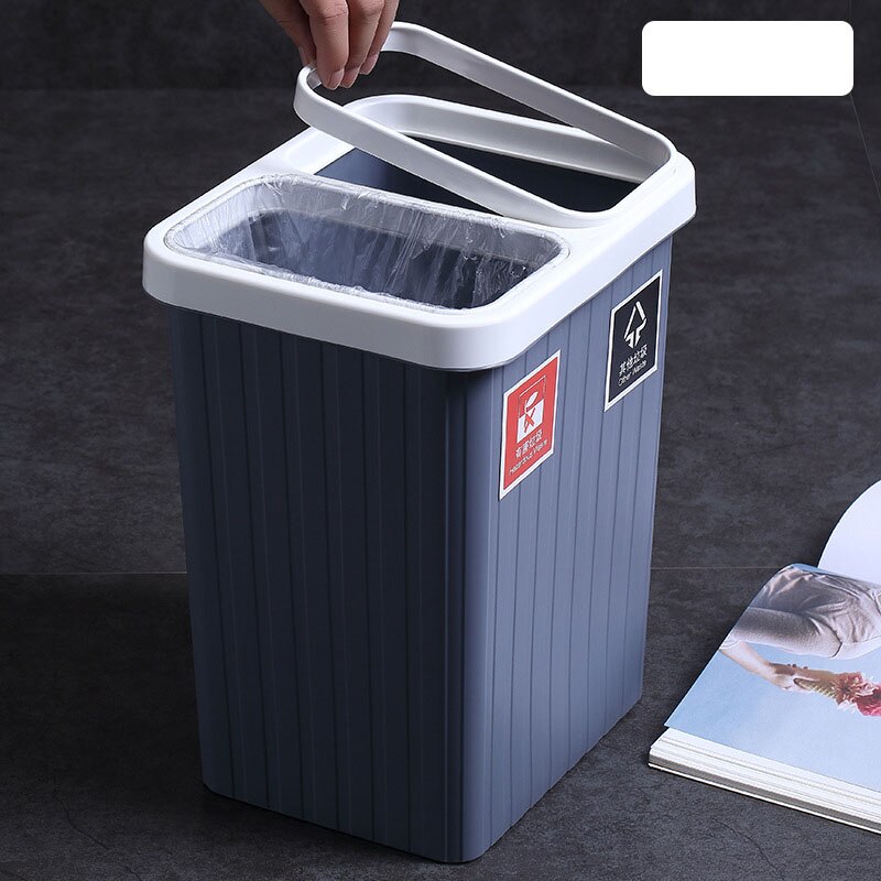Trash Can Rectangle Plastic Dual Compartment Recycling Waste Bin Garbage Can Classified Dustbin Dry Wet Separation