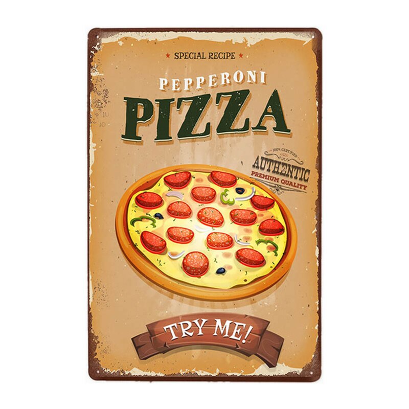 Pizza kyltti pizza ravintola ravintola retro peltimaalaus vintage metallikuva seinäkoristelu amerikkalainen minimalistinen tyyli: 16