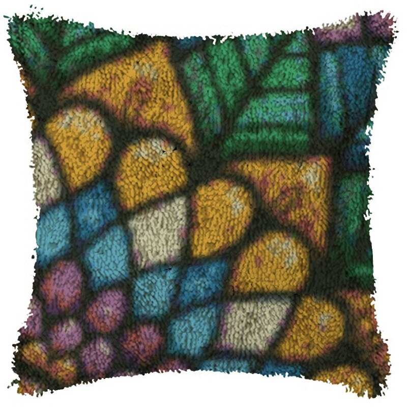 Kit de tapis à crochet en treillis de fleurs, pour bricolage, Segment, oreiller brodé en laine, point de croix, ensemble de tapis, artisanat: jaune clair