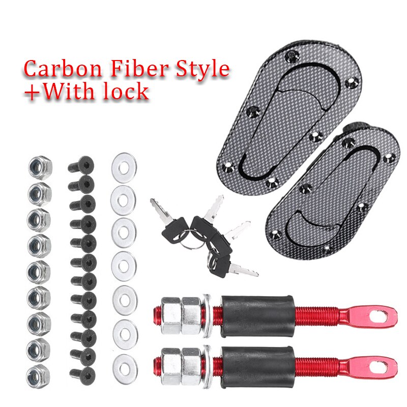Racing Car Hood Pin Engine Bonnet Latch Lock Kit Refitting with Keys Hood Lock Hood Mount Car Accessories 2 Colors: B With Lock