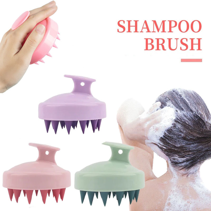 1pc Silicone Shampoo Brush Head Scalp Massage Comb Hair Washing Combs Bath Shower Body Massage Brushes Salon Hairdressing Tools