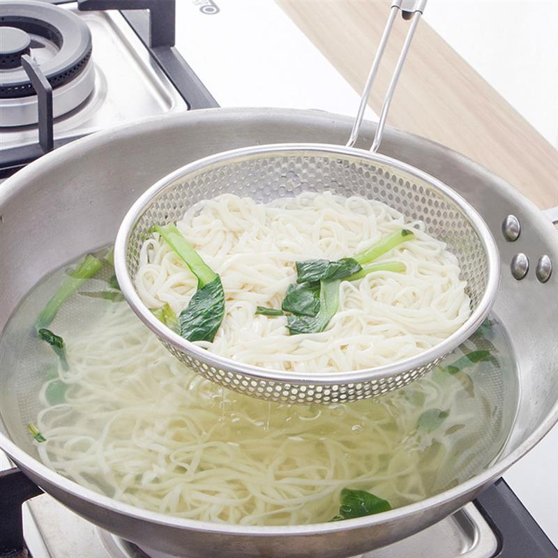 Vergiet Zeef Noodle Koken Spatel Pasta Olie Lepel Zeef Keuken Tool Houten Handvat Rvs Milieuvriendelijke