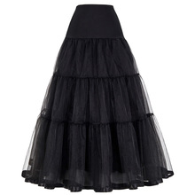 Lang underkjole flæsede crinoline vintage bryllup brude underkjole til brudekjoler underskørt rockabilly tutu