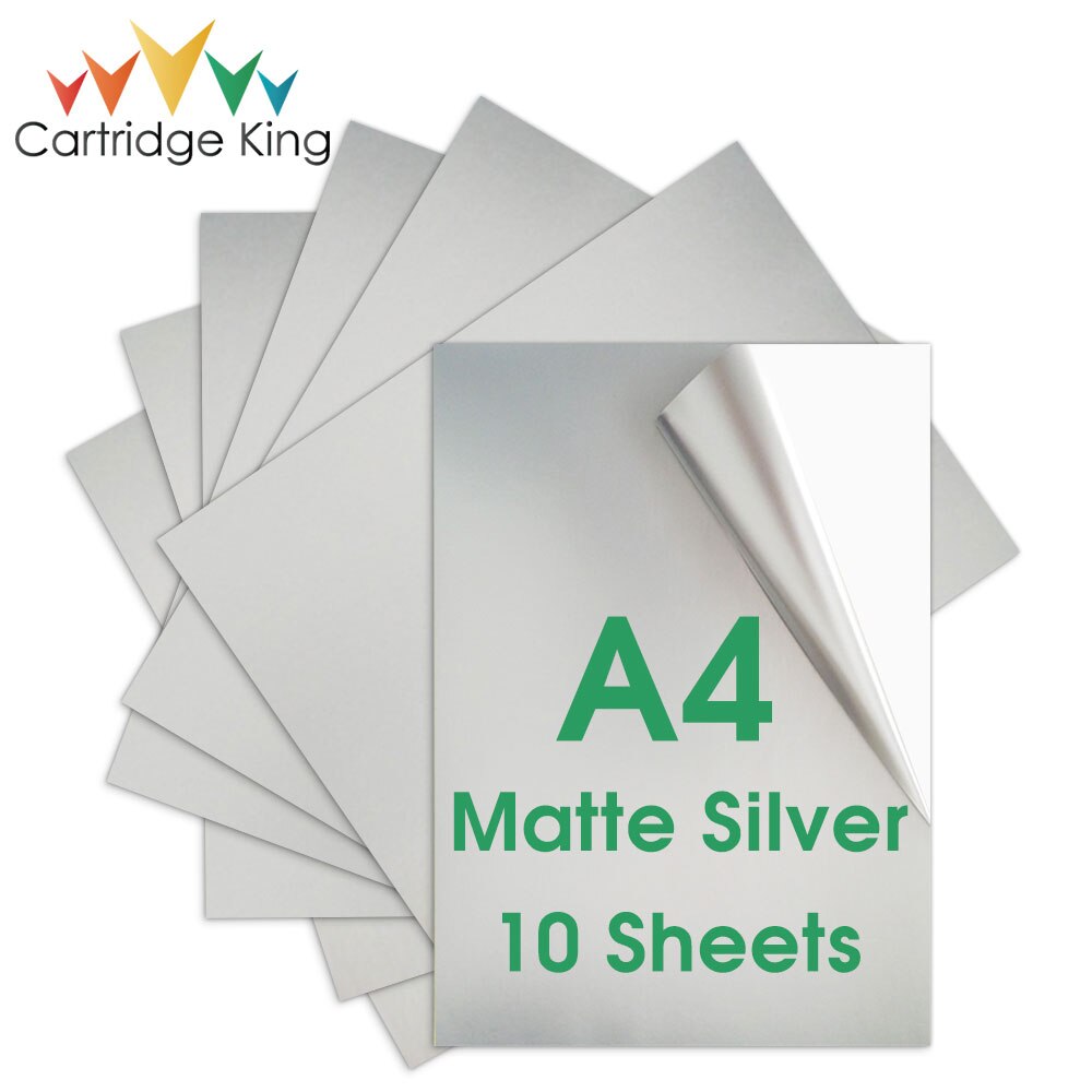 10 Sheets Shiny Silver Self-adhesive Printable Vinyl Sticker Paper A4 Printer Paper Waterproof Label Stickers for Inkjet Printer: Matte Silver
