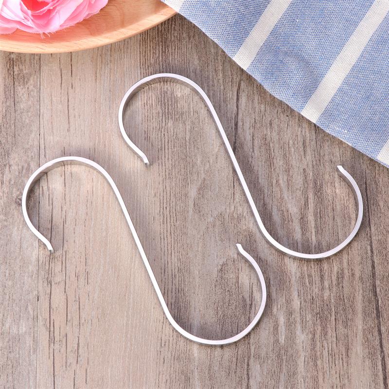 6pcs S Hooks S Shape Metal Hooks Heavy Duty 304 Stainless Steel Flat Hooks S Shape Hangers for Hanging Plants Pots Pans