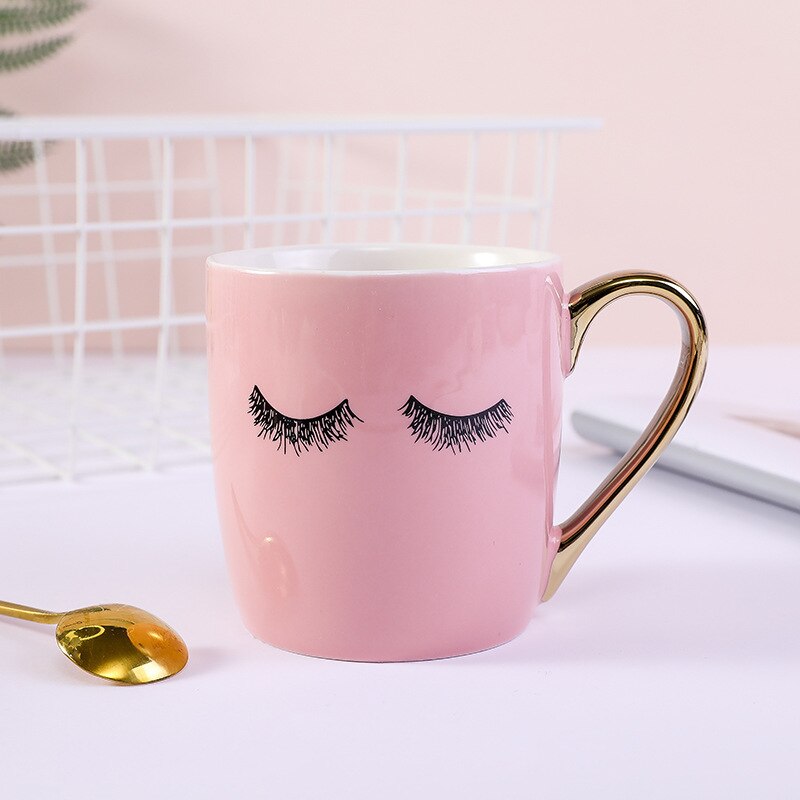 Rosa wimpern kaffee becher hause mädchen schöNe tassen und becher kreative markieren